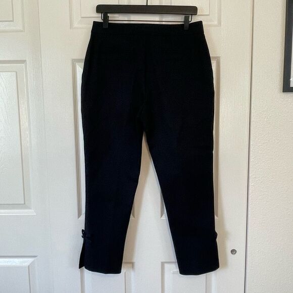 Kate Spade Jackie Bow Cuff Crop Dress Pants Black Size 8 - Picture 3 of 10